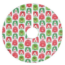 醜いクリスマススウェータポーラベア雪だるまルドルフ赤 ブラッシュドポリエステルツリースカート