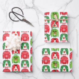 醜いクリスマススウェータポーラベア雪だるまルドルフ赤 ラッピングペーパーシート