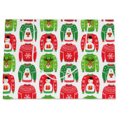 醜いクリスマススウェータポーラベア雪だるまルドルフ赤 ラージペーパーバッグ (正面)