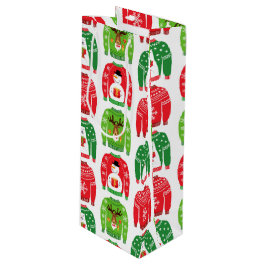 醜いクリスマススウェータポーラベア雪だるまルドルフ赤 ワインギフトバッグ