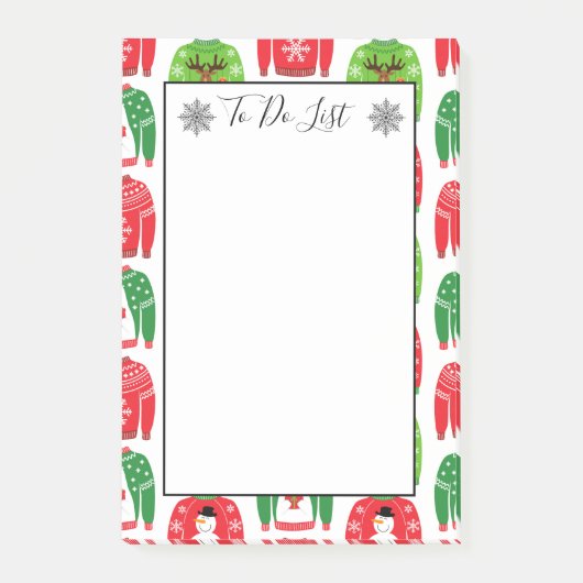 醜いクリスマススウェータポーラベア雪だるま行うリスト ポストイット (正面)