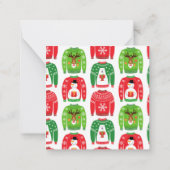 醜いクリスマススウェーター 極地のクマ 雪だるま ルドルフ 赤 ノートカード (裏面)