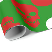 醜いクリスマススカル赤い白い緑 ラッピングペーパー (ロールコーナー)