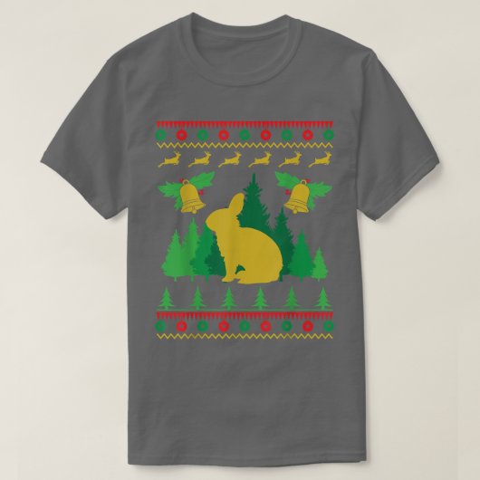 醜いクリスマススタイルのバニー Tシャツ (デザイン正面)