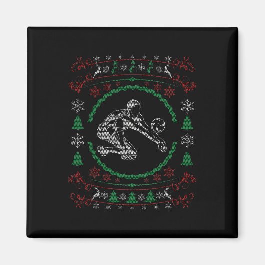 醜いクリスマススタイルバレーボールおもしろいクリスマス マグネット (正面)