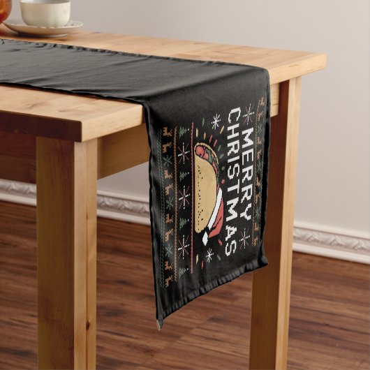 醜いクリスマススーターライツサンタタコクリスマス ショートテーブルランナー (インサイチュ)