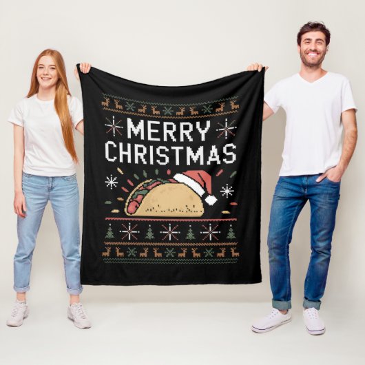 醜いクリスマススーターライツサンタタコクリスマス フリースブランケット (インサイチュ)