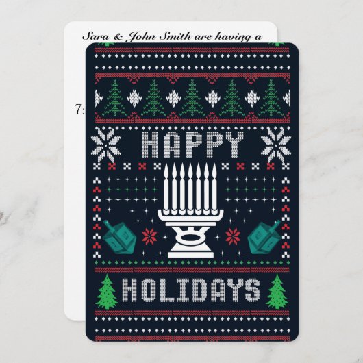 醜いクリスマスズセーターハッピーホリデーズドリードル 招待状 (正面/裏面)