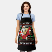 醜いクリスマスセークールターサンタ6パックマッスルWo エプロン (着用した状態)