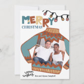 醜いクリスマスセーターおもしろいフォトホリデーカード シーズンカード (正面)