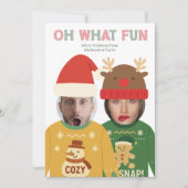 醜いクリスマスセーターおもしろい顔パーソナライズされた シーズンカード (正面)