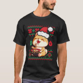 醜いクリスマスセーターかわいいアニメ柴犬Eati Tシャツ (正面)