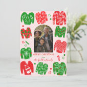 醜いクリスマスセーターかわいいカスタム写真 シーズンカード (スタンド正面)