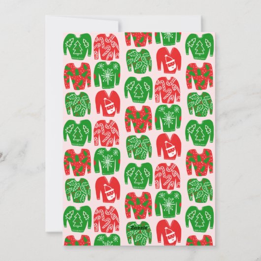 醜いクリスマスセーターかわいいカスタム写真 シーズンカード (裏面)