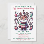 醜いクリスマスセーターかわいいトナカイパーティー 招待状 (正面)