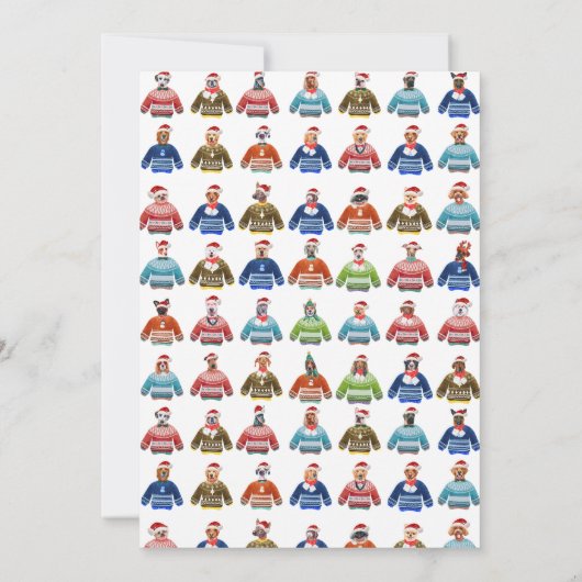 醜いクリスマスセーターかわいい犬のホリデーパーティー 招待状 (裏面)