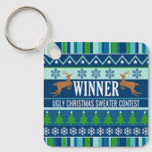 醜いクリスマスセーターのコンテスト受賞者の賞 キーホルダー (正面)