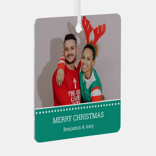 醜いクリスマスセーターのチャンピオンズ写真 メタルオーナメント (正面右)