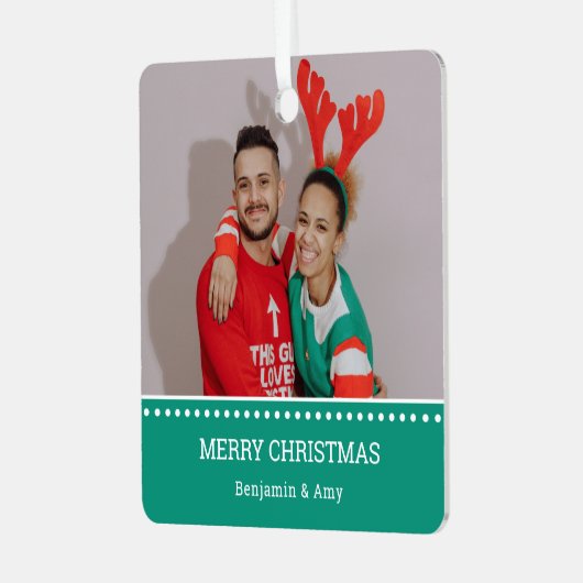 醜いクリスマスセーターのチャンピオンズ写真 メタルオーナメント (正面左)