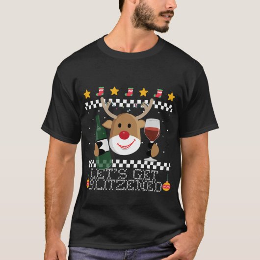 醜いクリスマスセーターのトナカイ Tシャツ (正面)