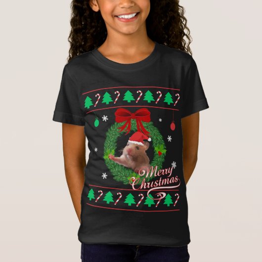 醜いクリスマスセーターのハムスター Tシャツ (正面)