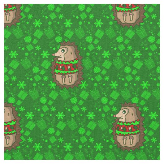 醜いクリスマスセーターのハリネズミ ファブリック (クローズアップ)