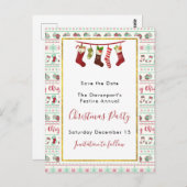 醜いクリスマスセーターのパターン日付を保存 ポストカード (正面/裏面)