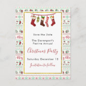 醜いクリスマスセーターのパターン日付を保存 ポストカード (正面)