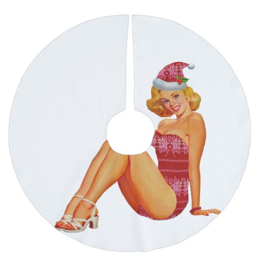 醜いクリスマスセーターのピン留め ブラッシュドポリエステルツリースカート (正面)