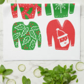 醜いクリスマスセーターのホリデーパターン キッチンタオル (折り畳み)