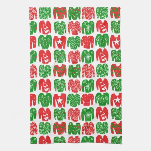 醜いクリスマスセーターのホリデーパターン キッチンタオル (縦)