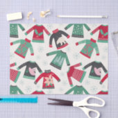 醜いクリスマスセーターのホリデーパターン 薄葉紙 (クラフト)