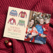 醜いクリスマスセーターのホリデーフォト