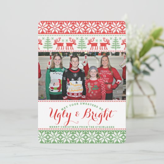 醜いクリスマスセーターの写真 シーズンカード (スタンド正面)