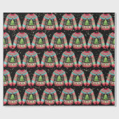 醜いクリスマスセーターの可愛いクリスマスツリー ラッピングペーパー (フラット)