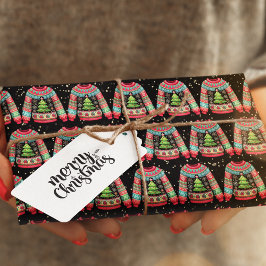 醜いクリスマスセーターの可愛いクリスマスツリー ラッピングペーパー