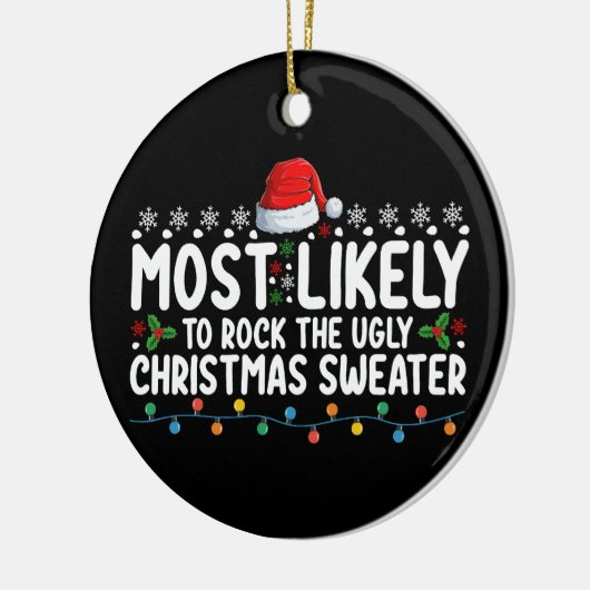 醜いクリスマスセーターを揺るがす可能性が最も高い セラミックオーナメント (左)