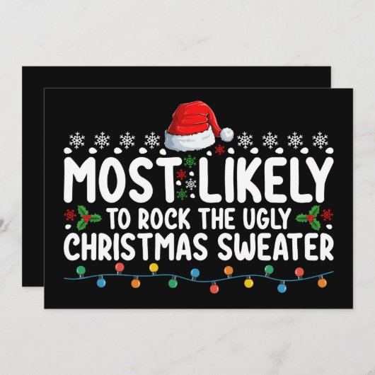 醜いクリスマスセーターを揺るがす可能性が最も高い 招待状 (正面/裏面)