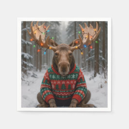 醜いクリスマスセーターを着たヘラジカ スタンダードカクテルナプキン