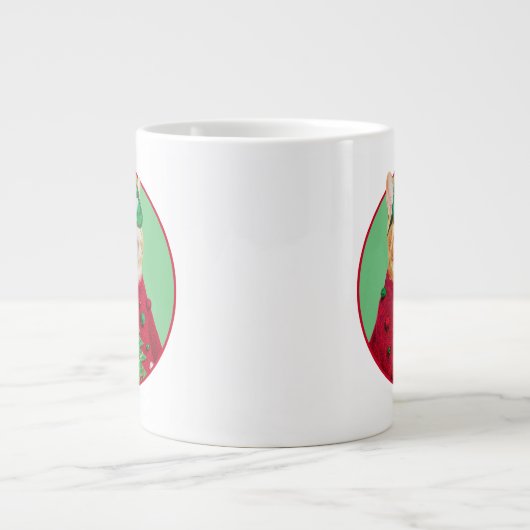 醜いクリスマスセーターを着た猫 ジャンボコーヒーマグカップ (正面)