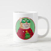 醜いクリスマスセーターを着た猫 ジャンボコーヒーマグカップ (右)