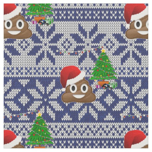 醜いクリスマスセーターウンチ絵文字の生地 ファブリック (クローズアップ)