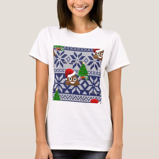 醜いクリスマスセーターウンチ絵文字 Tシャツ (正面)