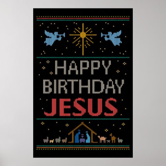 醜いクリスマスセーターキリスト教イエス ポスター (正面)