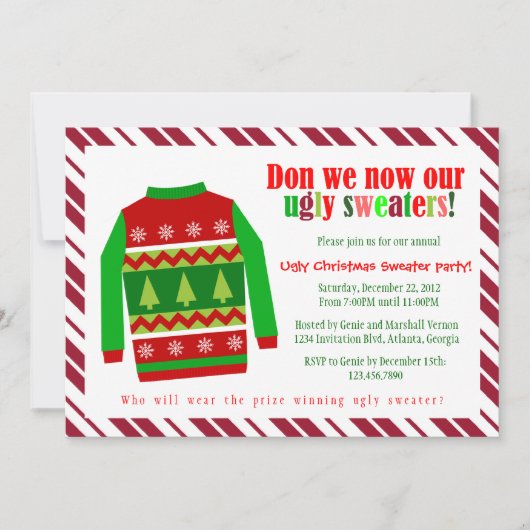 醜いクリスマスセータークリスマスパーティの招待状 招待状 (正面)