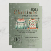 醜いクリスマスセーターコンテスト招待状 カスタム 招待状 (正面/裏面)