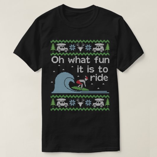 醜いクリスマスセーターサーファーサーフィンサーフ Tシャツ (デザイン正面)