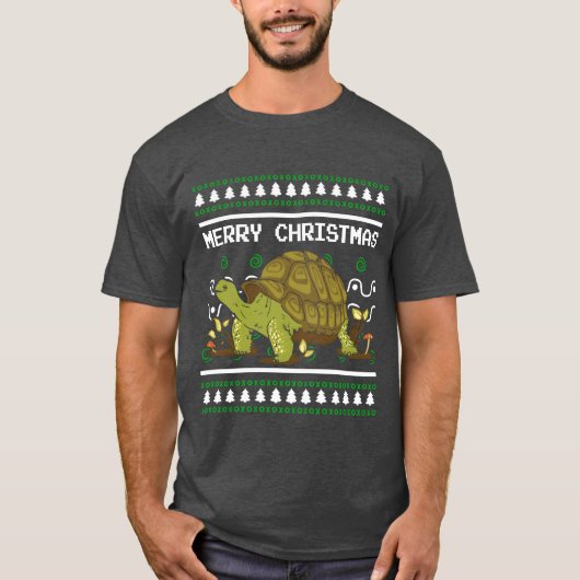 醜いクリスマスセーターシャツ クリスマス亀のギフト Tシャツ (正面)