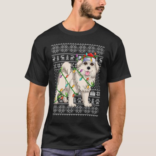 醜いクリスマスセータースタイルサンタ素晴らしピレネー犬C Tシャツ (正面)