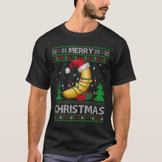醜いクリスマスセータースタイルライツサンタバナナキリスト Tシャツ